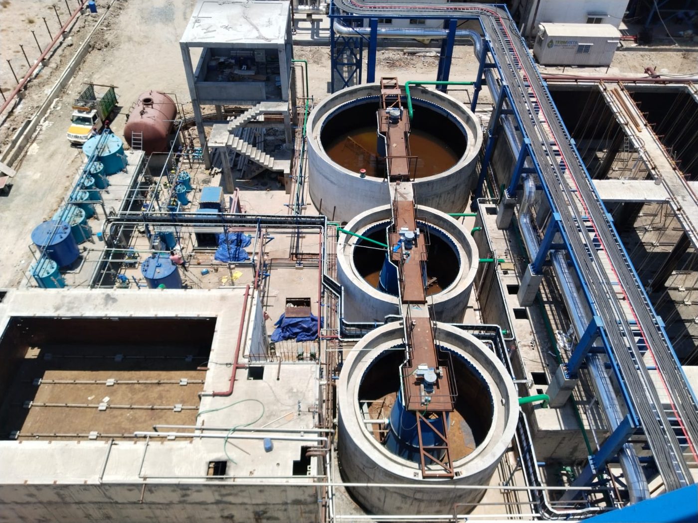 Tindivanam ETP clarifier battery, top view